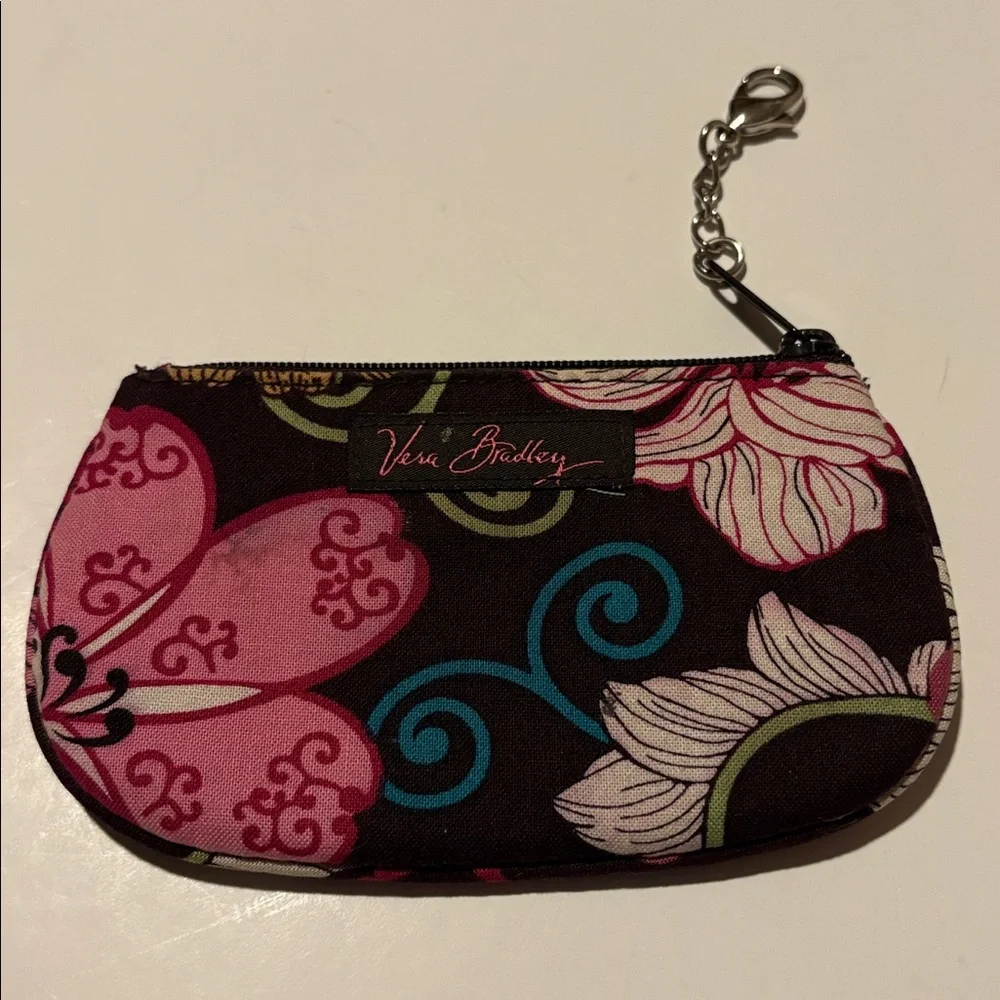 Vera Bradley Multicolor Floral Coin Purse brown pink - Picture 3 of 6